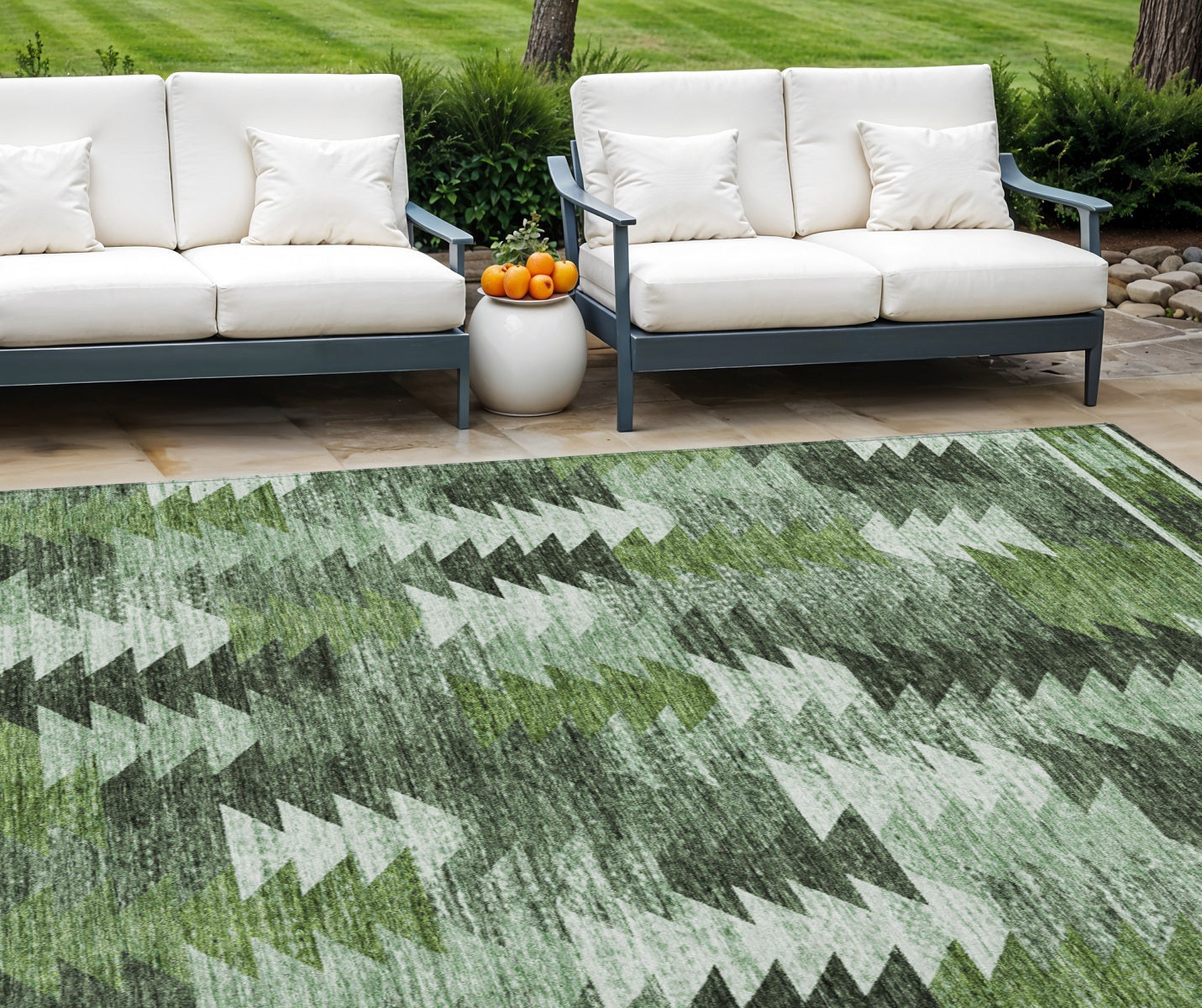 8' X 10' Olive Green And Fern Green Southwestern Washable Indoor Outdoor Area Rug-0