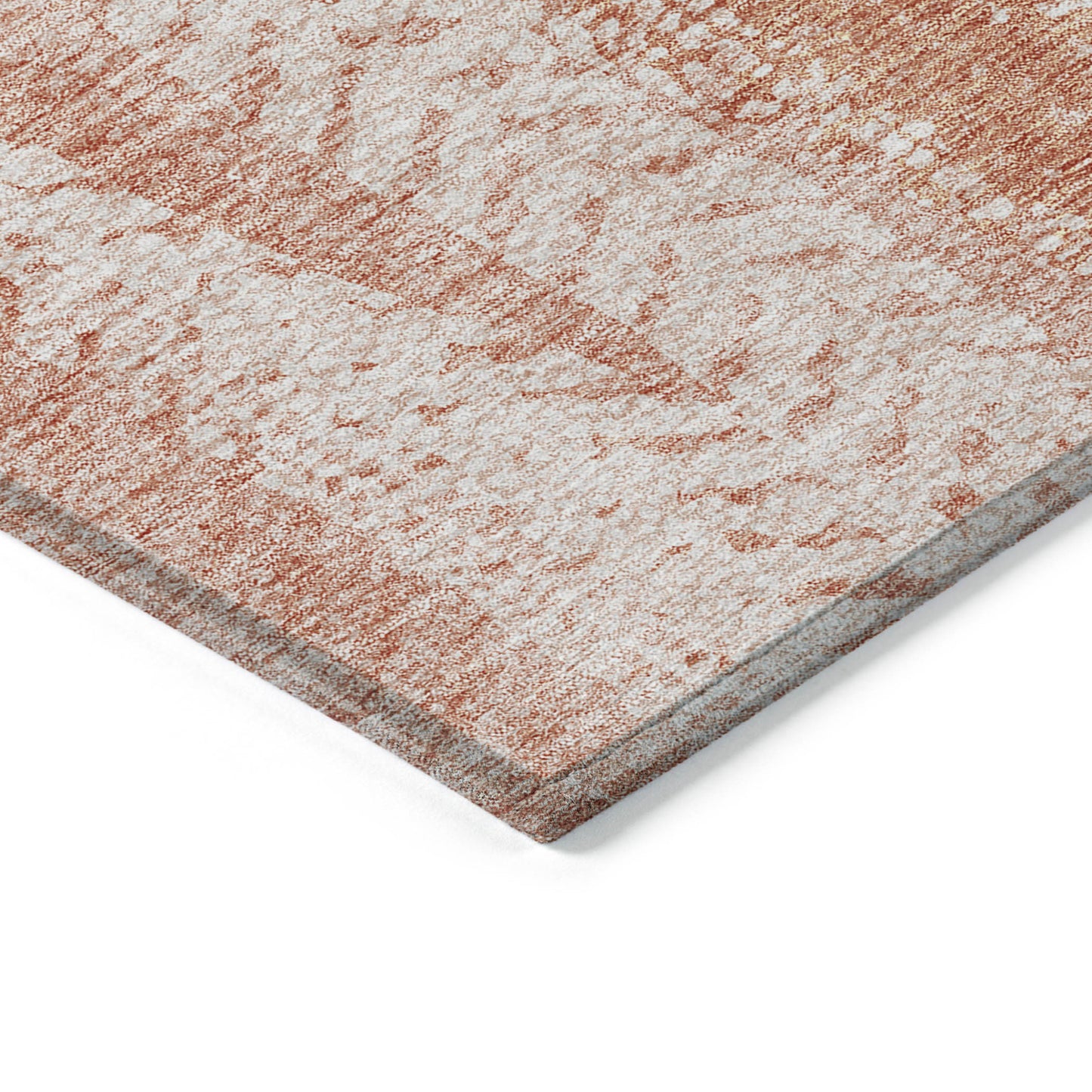 5' X 8' Orange And Salmon Botanical Leaves Washable Indoor Outdoor Area Rug-3