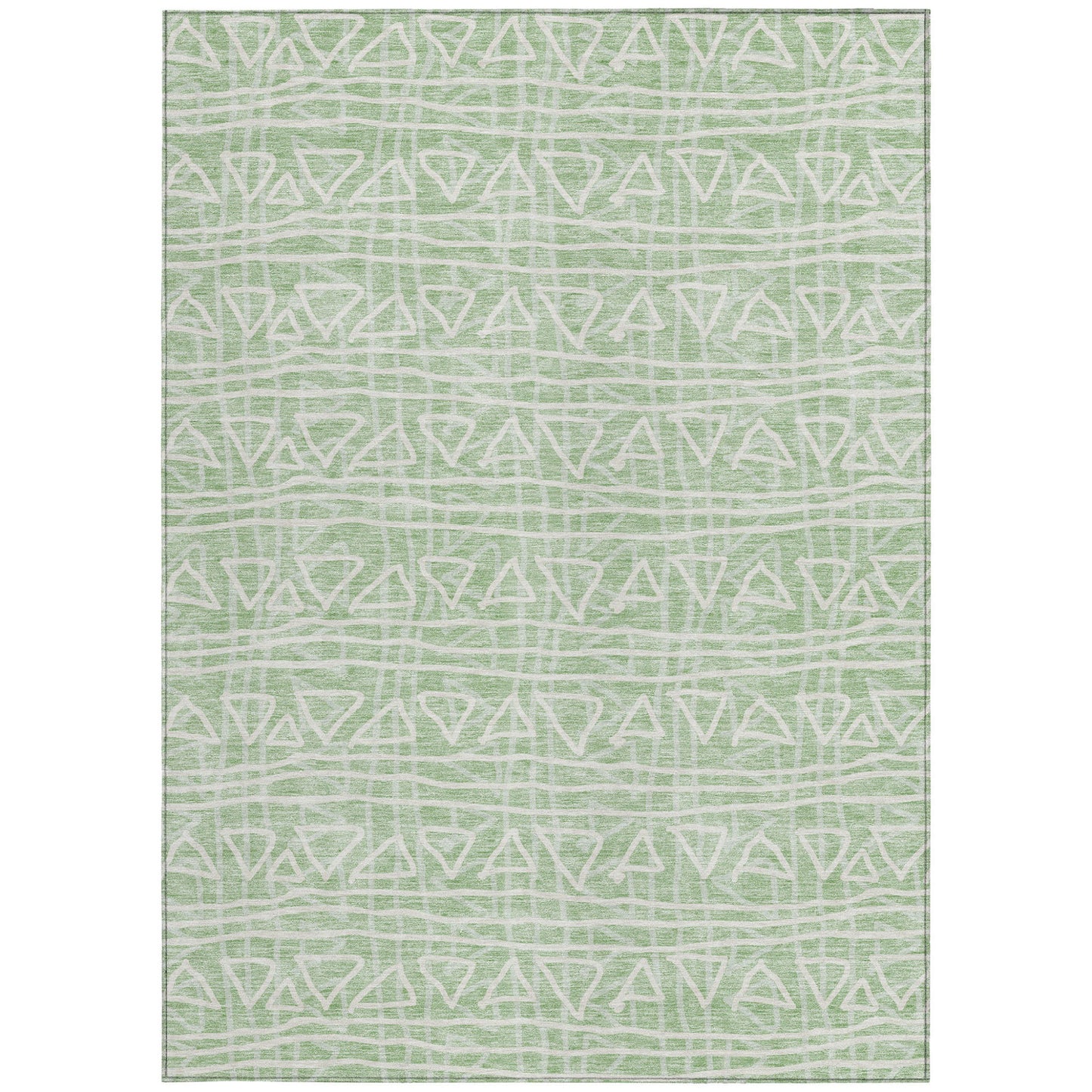 8' X 10' Mint Green Artichoke Green And Ivory Geometric Washable Indoor Outdoor Area Rug-5