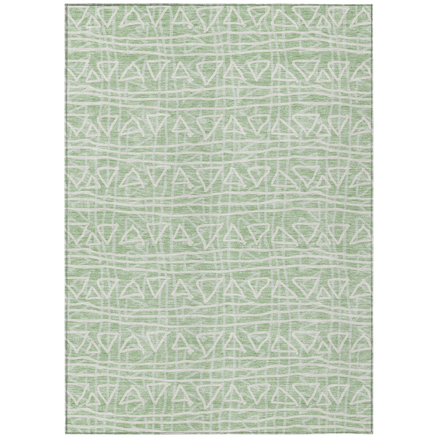 8' X 10' Mint Green Artichoke Green And Ivory Geometric Washable Indoor Outdoor Area Rug-1