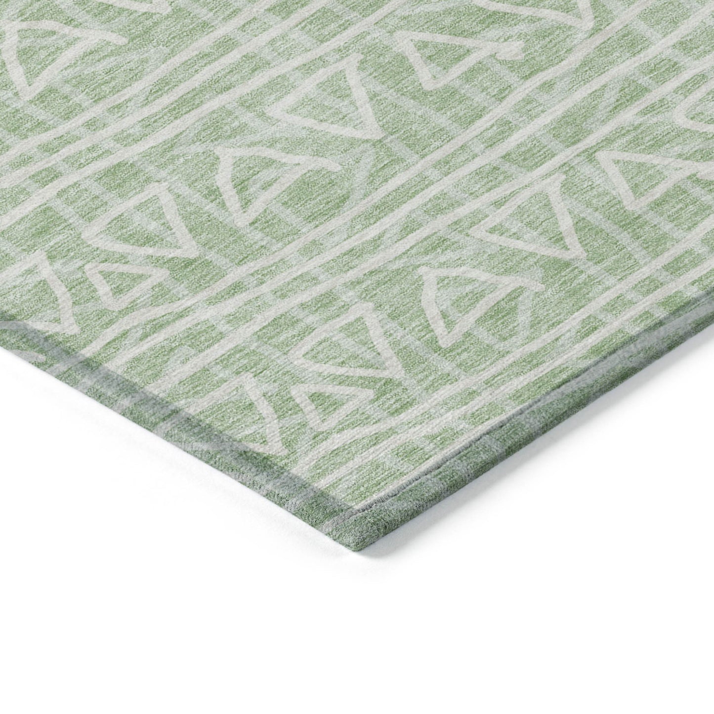 8' X 10' Mint Green Artichoke Green And Ivory Geometric Washable Indoor Outdoor Area Rug-3