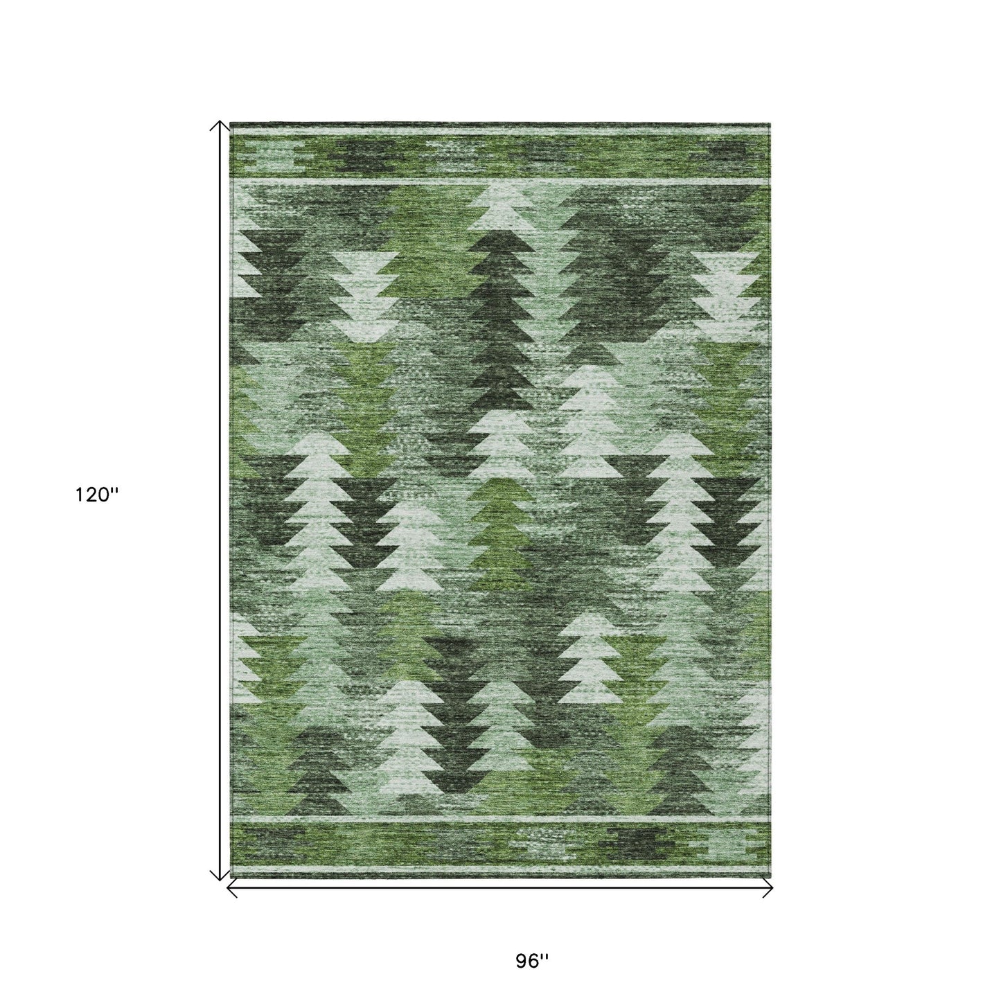 8' X 10' Olive Green And Fern Green Southwestern Washable Indoor Outdoor Area Rug-2