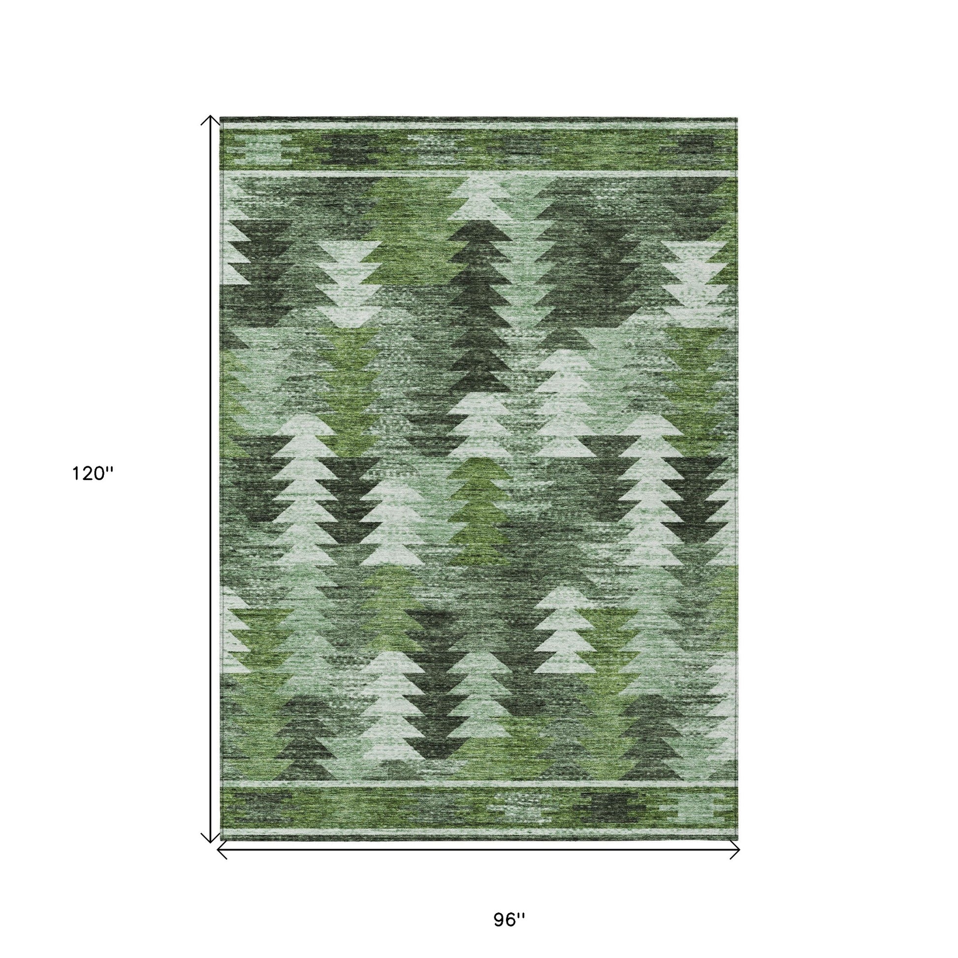 8' X 10' Olive Green And Fern Green Southwestern Washable Indoor Outdoor Area Rug-2