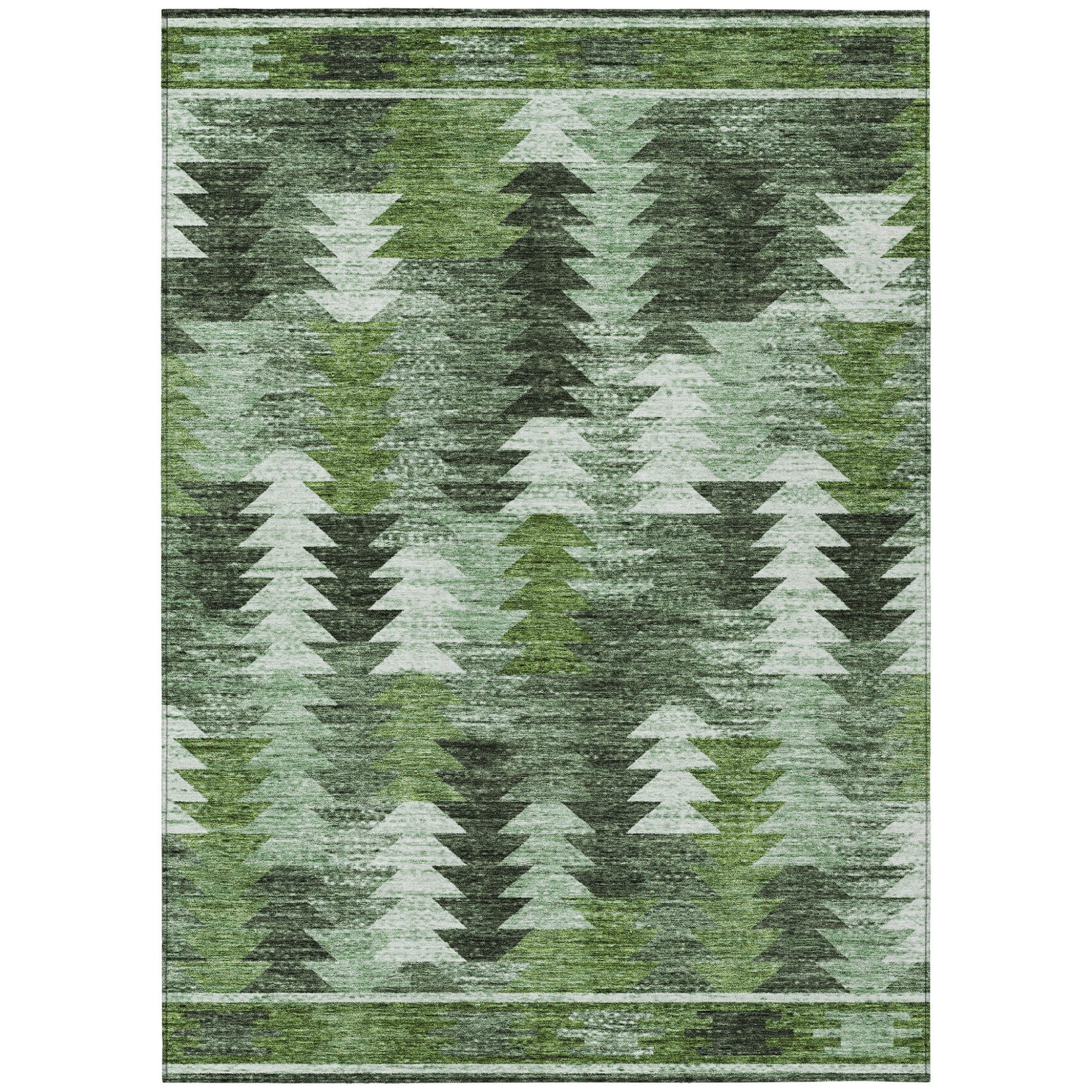 8' X 10' Olive Green And Fern Green Southwestern Washable Indoor Outdoor Area Rug-1
