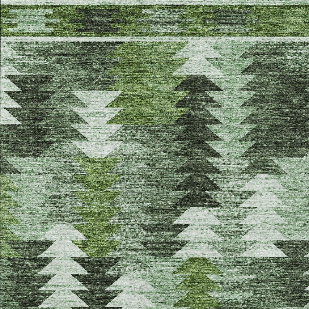 8' X 10' Olive Green And Fern Green Southwestern Washable Indoor Outdoor Area Rug-5